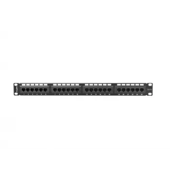 Lanberg PPU5-1024-B patch panel, 24 θυρών, 1U, 19 ιντσών, Cat5e UTP, μεταλλικό, μαύρο