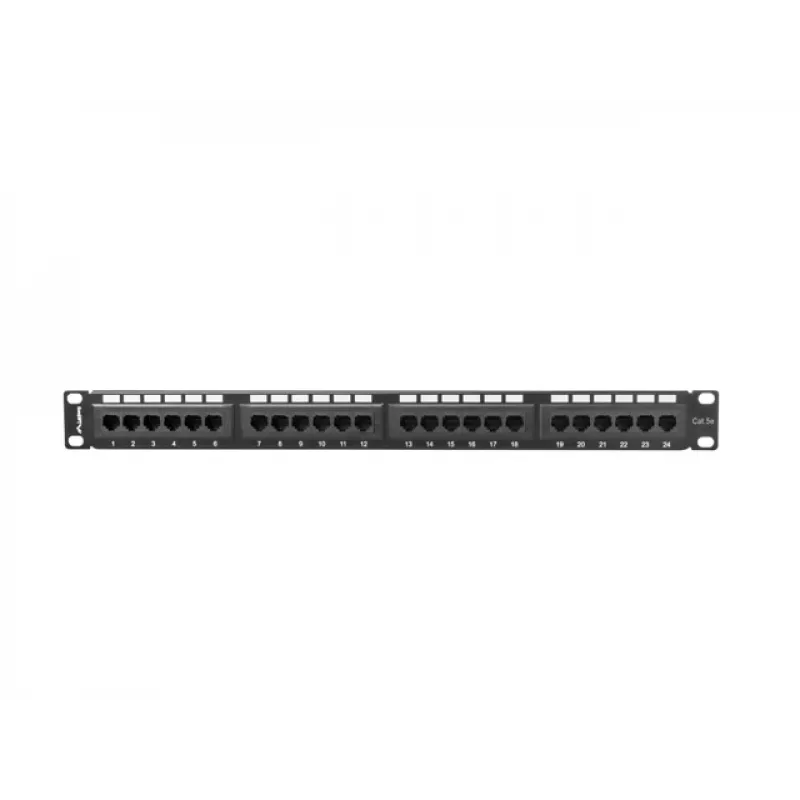 Lanberg PPU5-1024-B patch panel, 24 θυρών, 1U, 19 ιντσών, Cat5e UTP, μεταλλικό, μαύρο