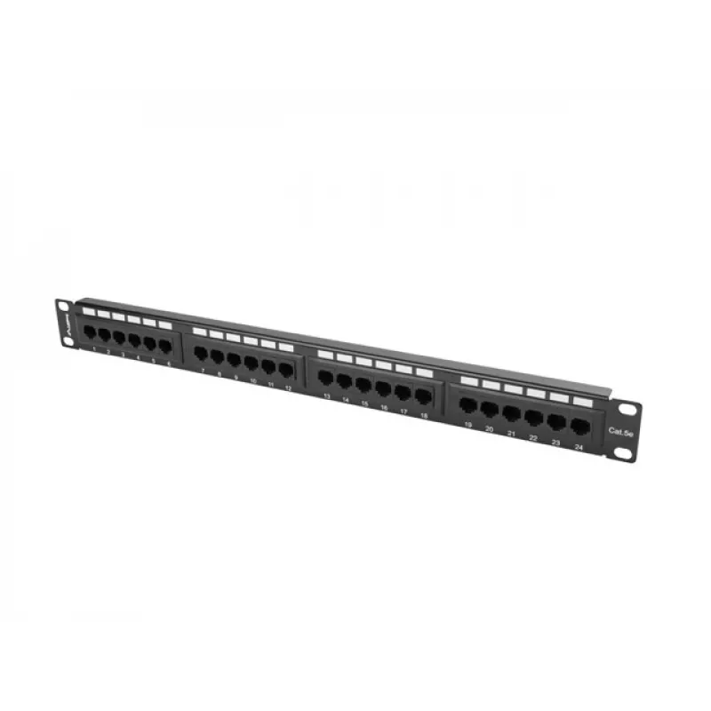 Lanberg PPU5-1024-B patch panel, 24 θυρών, 1U, 19 ιντσών, Cat5e UTP, μεταλλικό, μαύρο