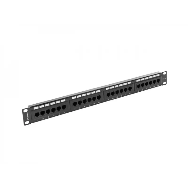 Lanberg PPU5-1024-B patch panel, 24 θυρών, 1U, 19 ιντσών, Cat5e UTP, μεταλλικό, μαύρο