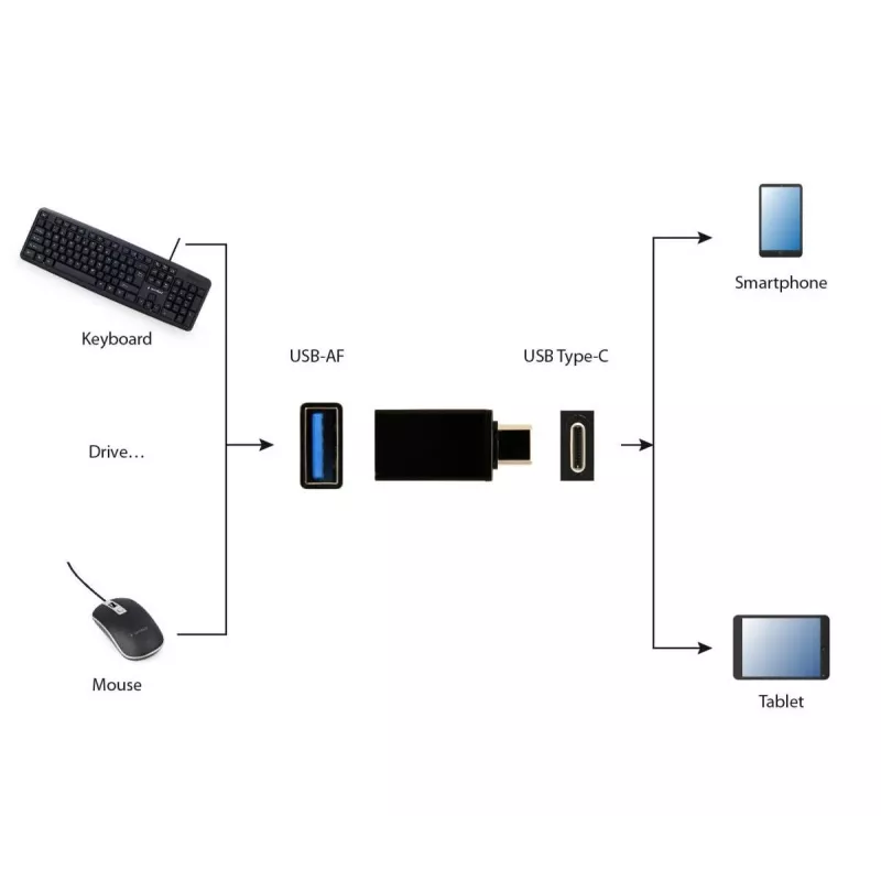 USB προσαρμογέας γραφικών Gembird A-USB3-CMAF-01 — USB Type-C σε USB (USB 2.0 / 3.2 Gen 1), συμπαγές μαύρο