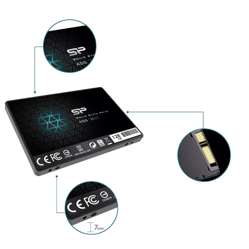 SILICON POWER SSD - A55 - 128GB - 2,5 ίντσες - SATA III Slc