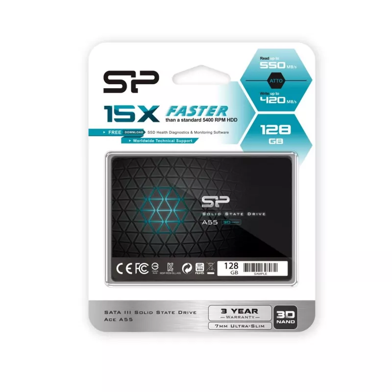 SILICON POWER SSD - A55 - 128GB - 2,5 ίντσες - SATA III Slc