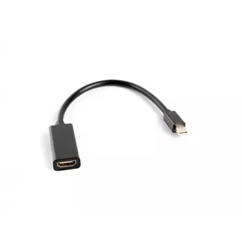 LANBERG Προσαρμογέας καλωδίου βίντεο Mini DisplayPort (βύσμα αρσενικό) σε HDMI Type A (υποδοχή θηλυκή), 0,2 m, 1920x1200 @60Hz, DisplayPort 1.2, μαύρο
