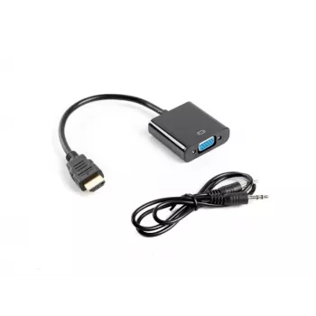 LANBERG Προσαρμογέας καλωδίου βίντεο VGA (D-Sub) HDMI Type A (Standard) 0,2m μαύρο