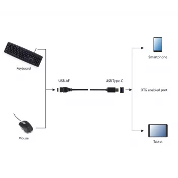 Gembird A-OTG-CMAF3-01 Καλώδιο USB, USB‑C σε USB‑A, 0,2 m, μαύρο