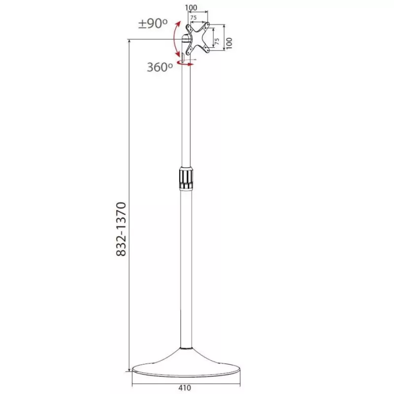 Techly ICA-TR10 Βάση οθόνης προβολής 68,6 cm (27 ίντσες) Ασημί