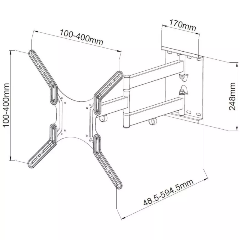 Techly 23-55 Universal Επιτοίχια βάση LCD TV Μαύρο ICA-PLB 136M