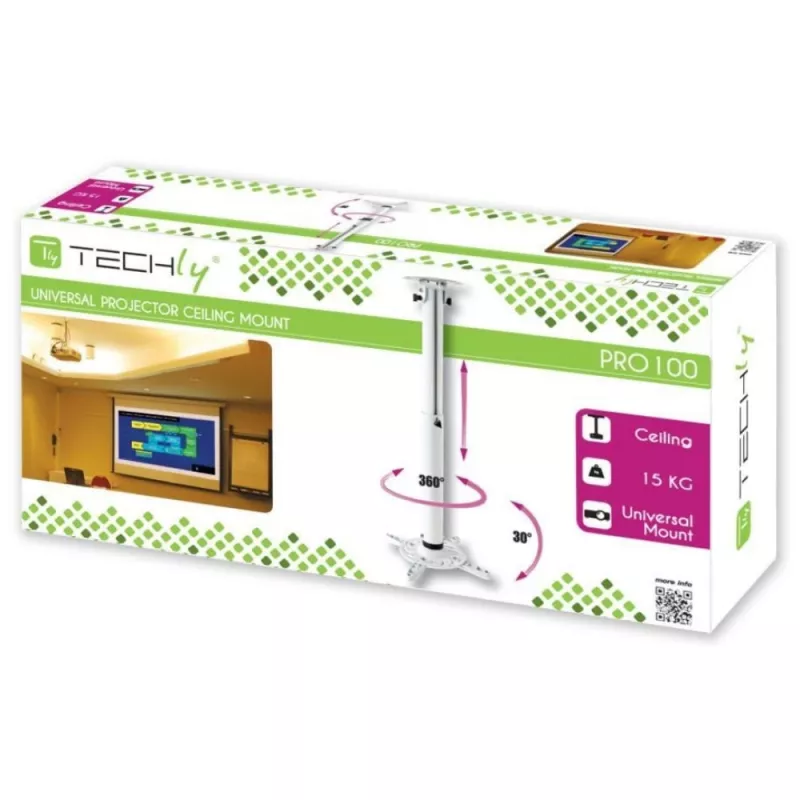 Techly Βάση προβολέα οροφής επέκταση 500-770 mm Λευκό ICA-PM 104MW