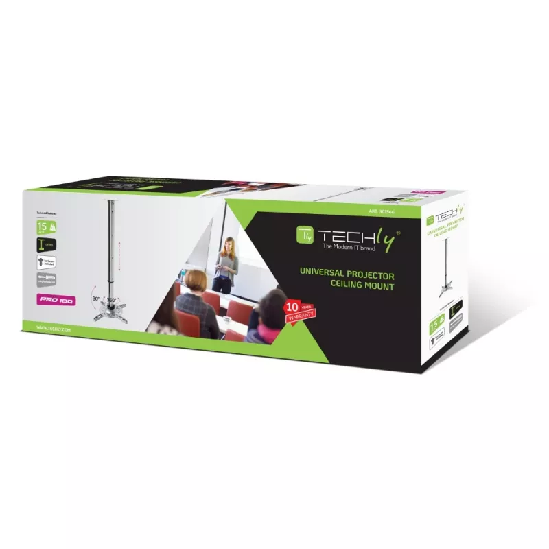 Techly Βάση οροφής προβολέα επέκταση 30-37 cm Ασημί ICA-PM 102S