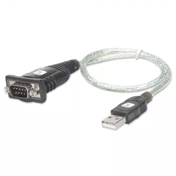 Προσαρμογέας USB σε σειριακό Techly IDATA USB-SER-2T, βύσμα USB-A σε βύσμα DB-9, 0,45 m, διαφανές λευκό