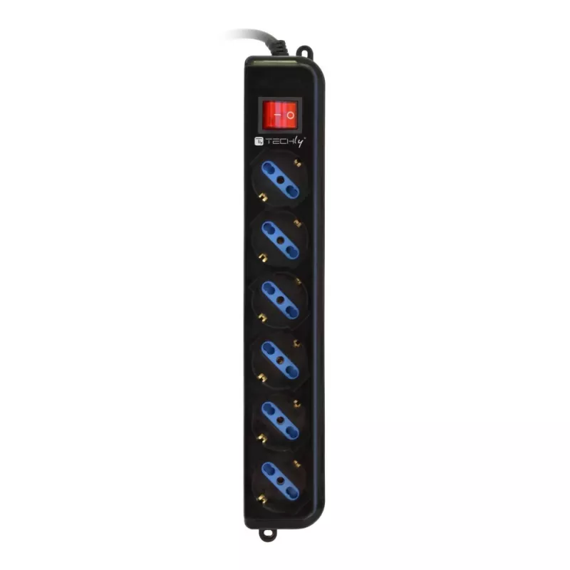 Techly Πολύπριζο 6 πρίζες Μαύρο με βύσμα VDE IUPS-PCP-6V