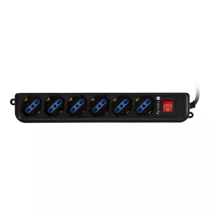 Techly Πολύπριζο 6 πρίζες Μαύρο με βύσμα VDE IUPS-PCP-6V