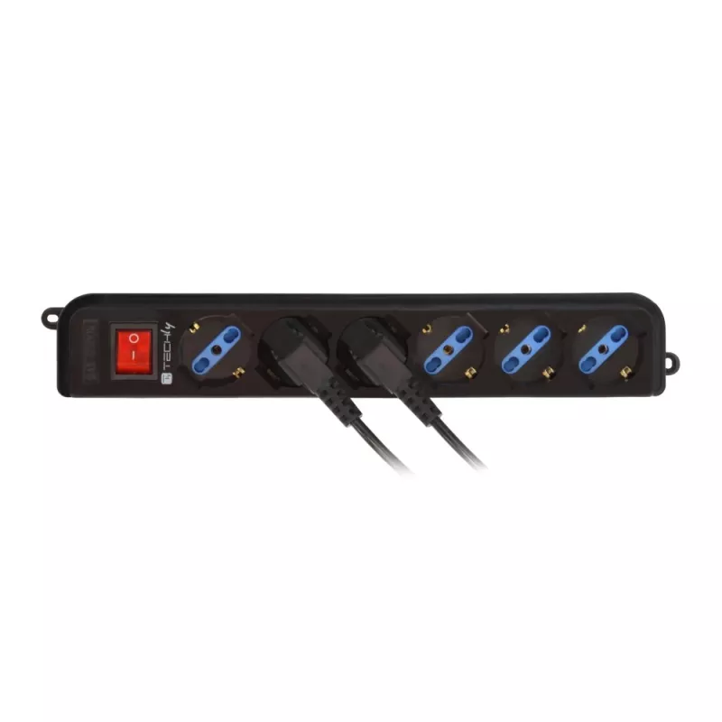 Techly Πολύπριζο 6 πρίζες Μαύρο με βύσμα VDE IUPS-PCP-6V