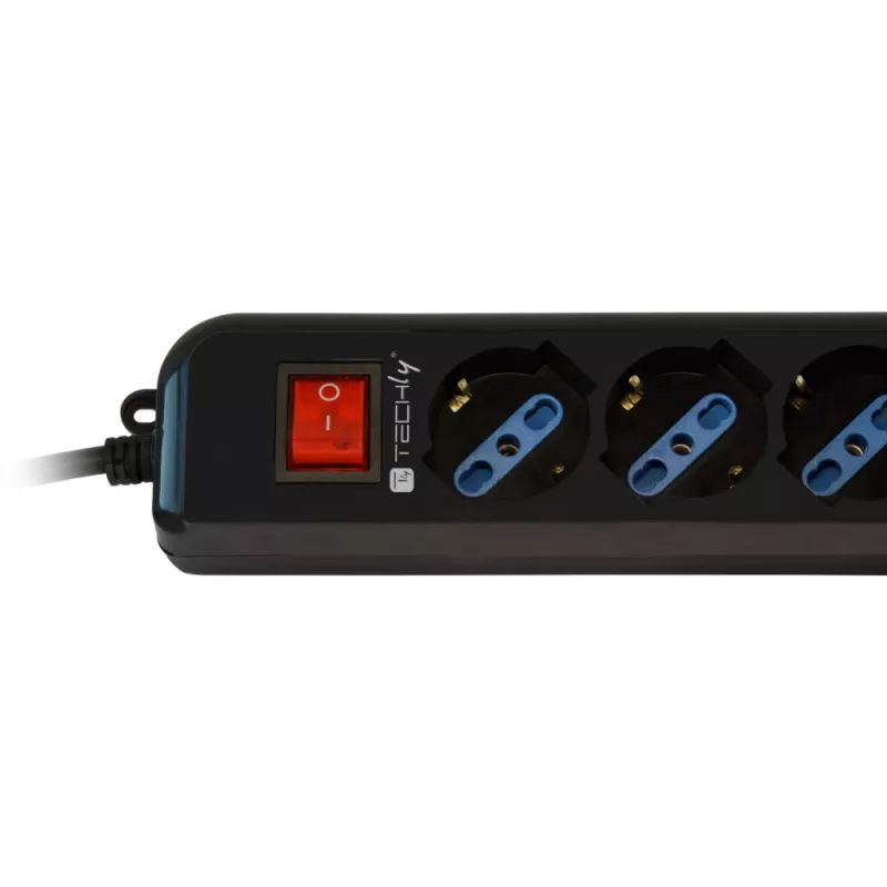 Techly Πολύπριζο 6 πρίζες Μαύρο με βύσμα VDE IUPS-PCP-6V