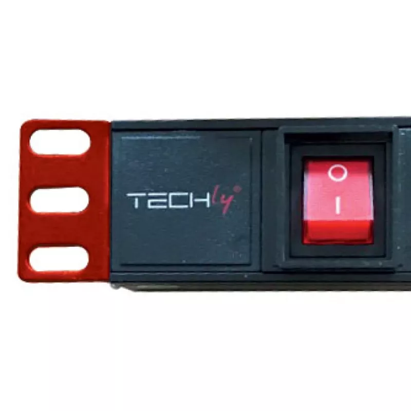 Techly I-CASE STRIP-81UD μονάδα διανομής ισχύος (PDU) 8 υποδοχές AC 1U Μαύρο, Κόκκινο