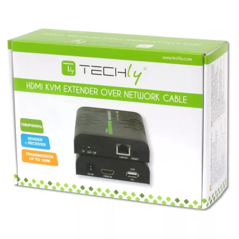 Techly IDATA HDMI-KVM2 Επέκταση KVM πομπός & δέκτης