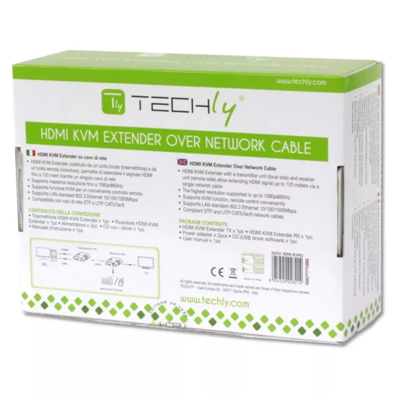 Techly IDATA HDMI-KVM2 Επέκταση KVM πομπός & δέκτης