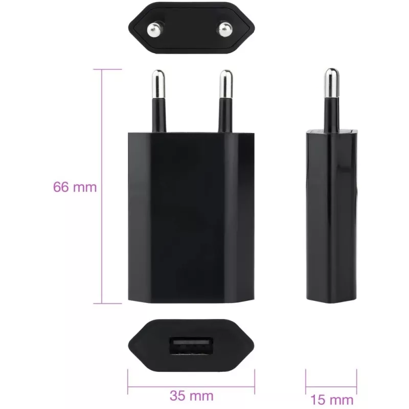 Techly Compact Φορτιστής USB 1A Ευρωπαϊκό βύσμα Μαύρο