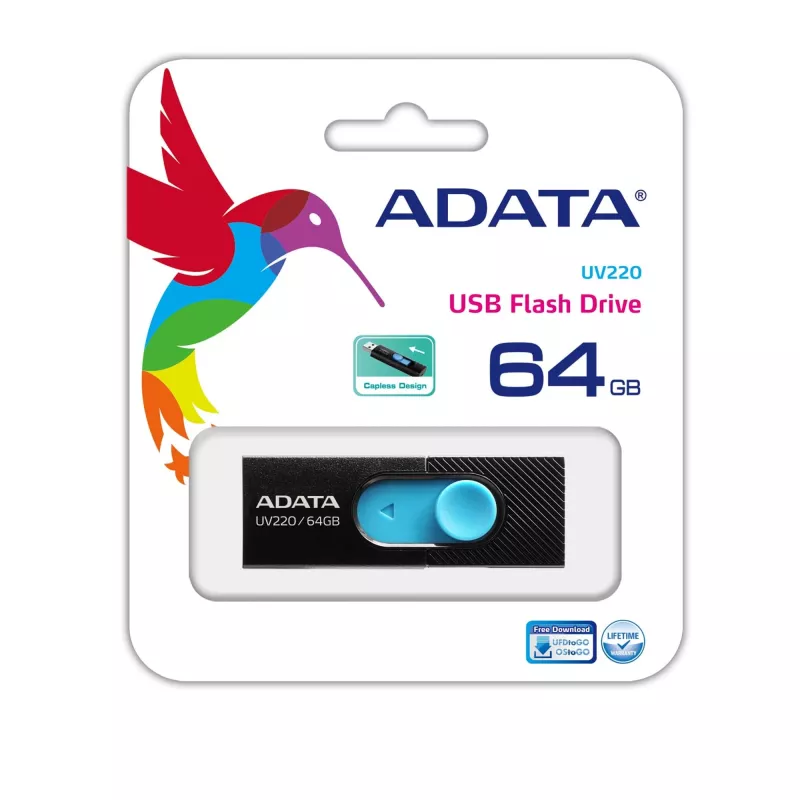 ADATA UV220 USB stick 64 GB USB Type-A 2.0 Μαύρο, Μπλε