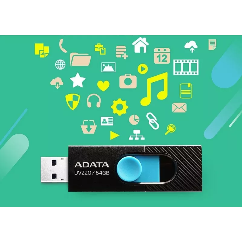ADATA UV220 USB stick 64 GB USB Type-A 2.0 Μαύρο, Μπλε