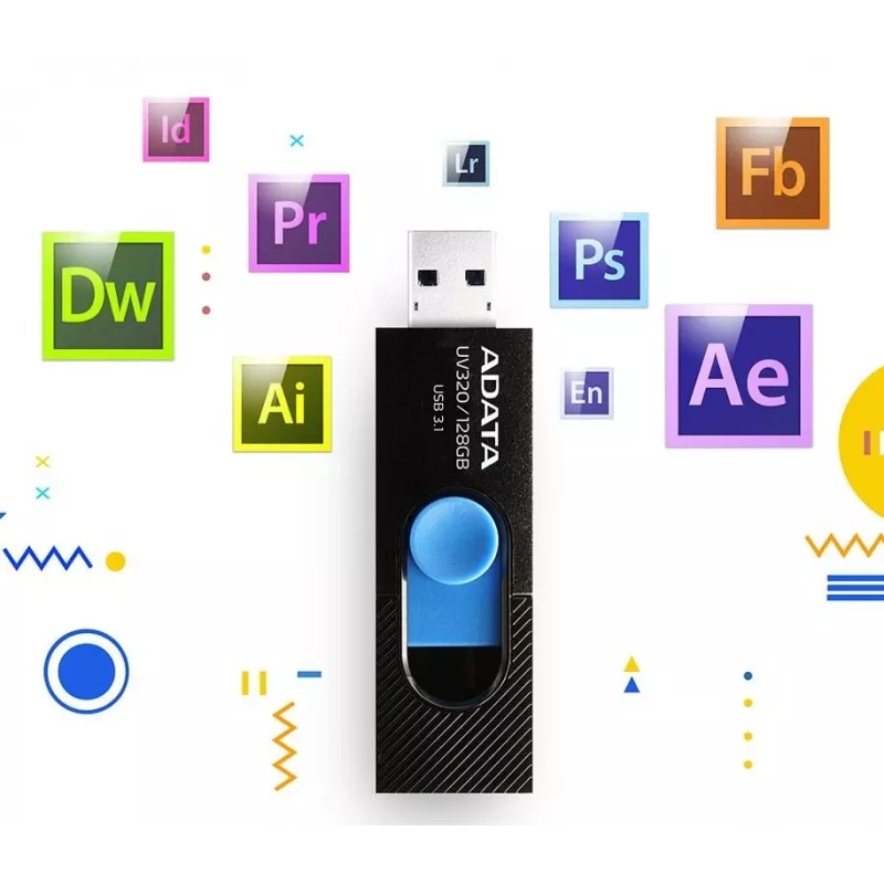 ADATA UV320 USB flash drive 128 GB USB Type-A 3.2 Gen 1 (3.1 Gen 1) Μαύρο, Μπλε