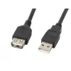 Καλώδιο USB A σε A LANBERG CA-USBE-10CC-0018-BK, USB 2.0, 1,8 m, μαύρο