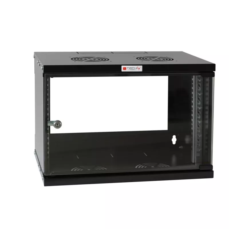 Techly επιτοίχιο κουτί 19 inch 6U D450 μαύρο συναρμολογημένο I-CASE EL-1006B45