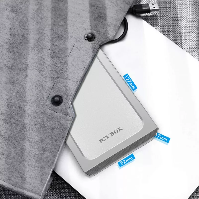 ICY BOX IB-241WP Θήκη HDD/SSD ανθρακί, ασημί 2,5 inch