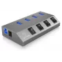 ICY BOX IB-HUB1405 USB 3.2 Gen 1 (3.1 Gen 1) Type-B 5000 Mbit/s ανθρακί