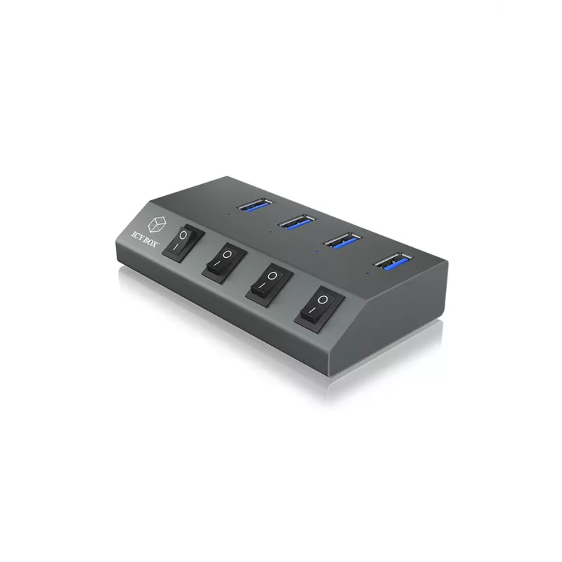 ICY BOX IB-HUB1405 USB 3.2 Gen 1 (3.1 Gen 1) Type-B 5000 Mbit/s ανθρακί