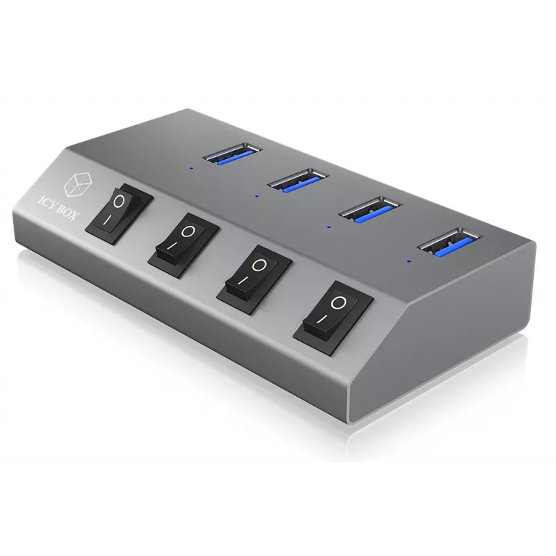 ICY BOX IB-HUB1405 USB 3.2 Gen 1 (3.1 Gen 1) Type-B 5000 Mbit/s ανθρακί