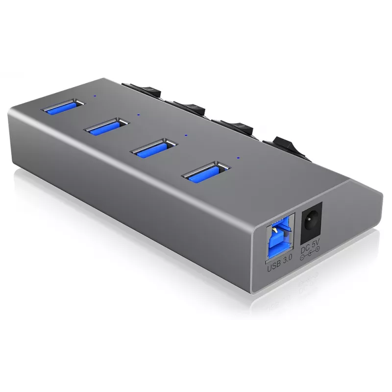 ICY BOX IB-HUB1405 USB 3.2 Gen 1 (3.1 Gen 1) Type-B 5000 Mbit/s ανθρακί