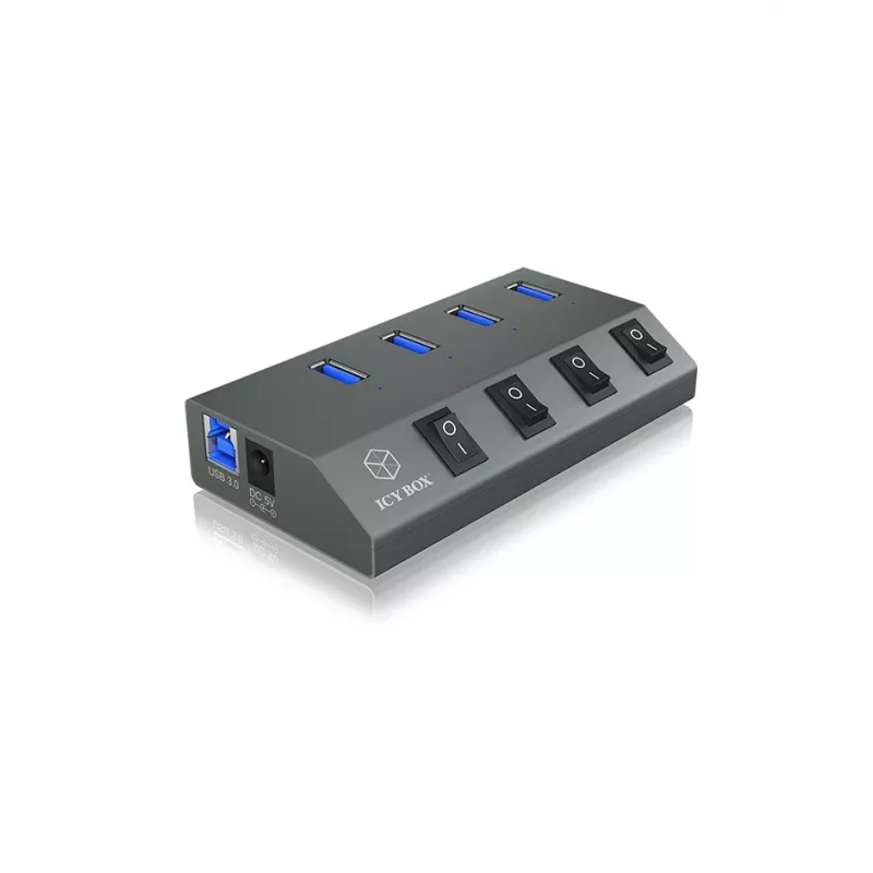 ICY BOX IB-HUB1405 USB 3.2 Gen 1 (3.1 Gen 1) Type-B 5000 Mbit/s ανθρακί