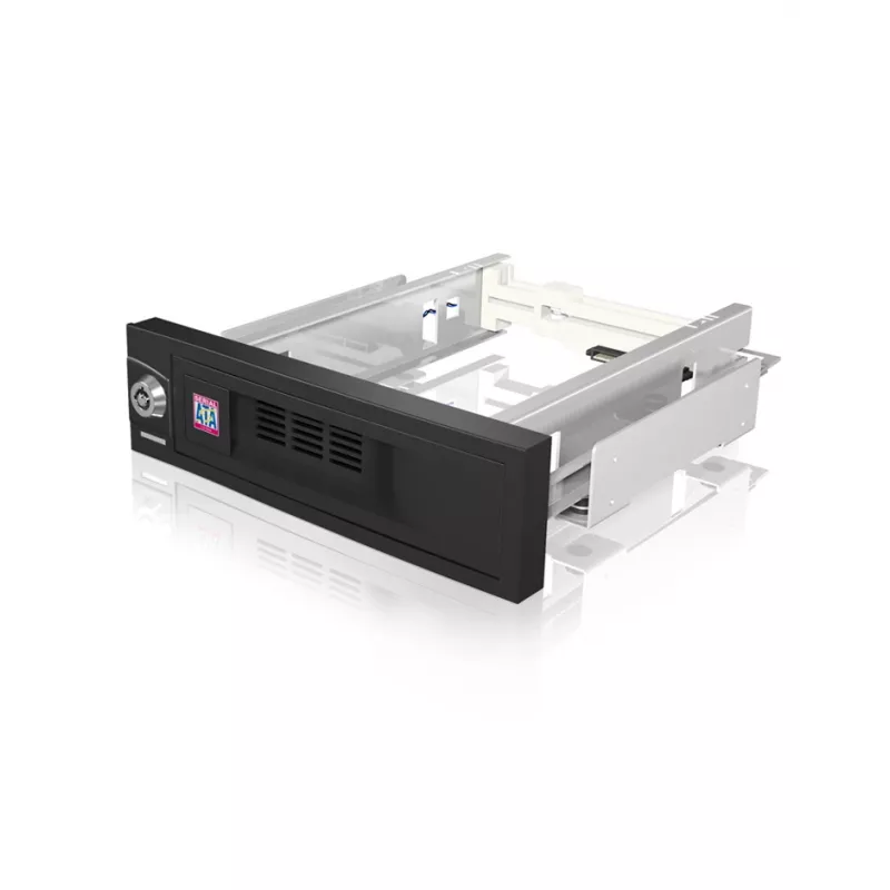 ICY BOX IB-168SK-B αποσπώμενη θήκη χωρίς δίσκο μεταφοράς για σκληρό δίσκο SATA 3,5″ σε θέση 5,25″ (13,3 cm), με κλειδαριά, μαύρη