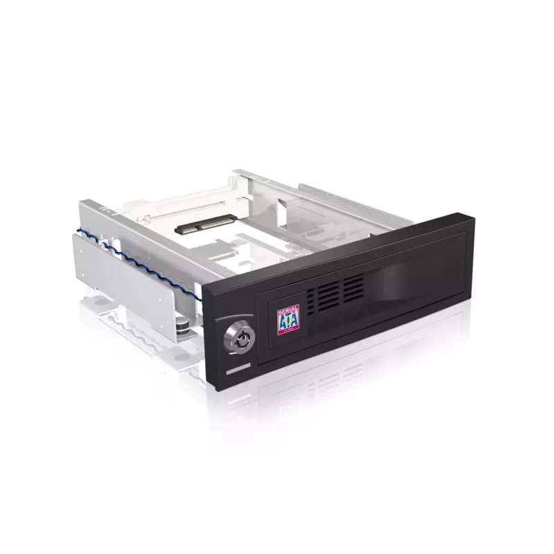 ICY BOX IB-168SK-B αποσπώμενη θήκη χωρίς δίσκο μεταφοράς για σκληρό δίσκο SATA 3,5″ σε θέση 5,25″ (13,3 cm), με κλειδαριά, μαύρη