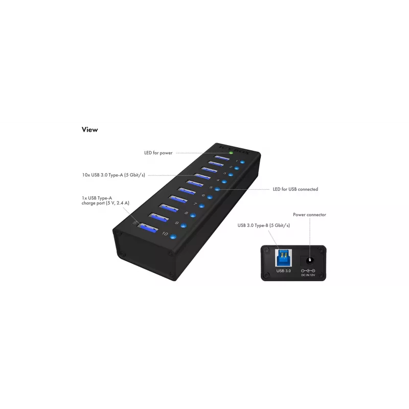 ICY BOX IB-AC6110 USB 3.2 Gen 1 (3.1 Gen 1) Type-B 5000 Mbit/s μαύρο