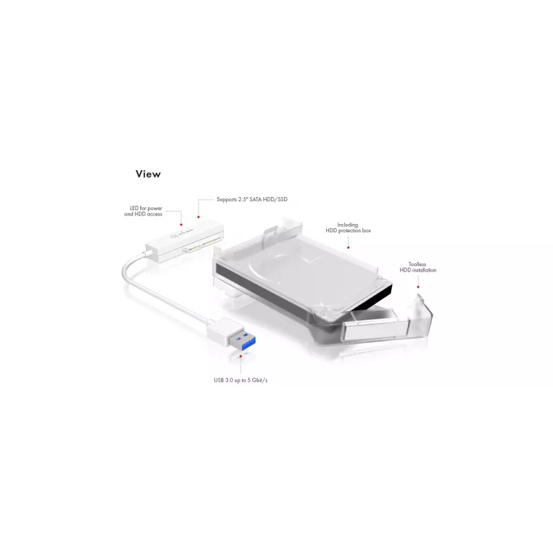 ICY BOX IB-AC703-U3 Θήκη HDD/SSD λευκή 2,5 inch