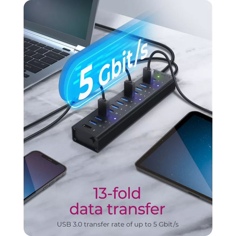 ICY BOX IB-AC6113 USB 3.2 Gen 1 (3.1 Gen 1) Type-B 5000 Mbit/s μαύρο