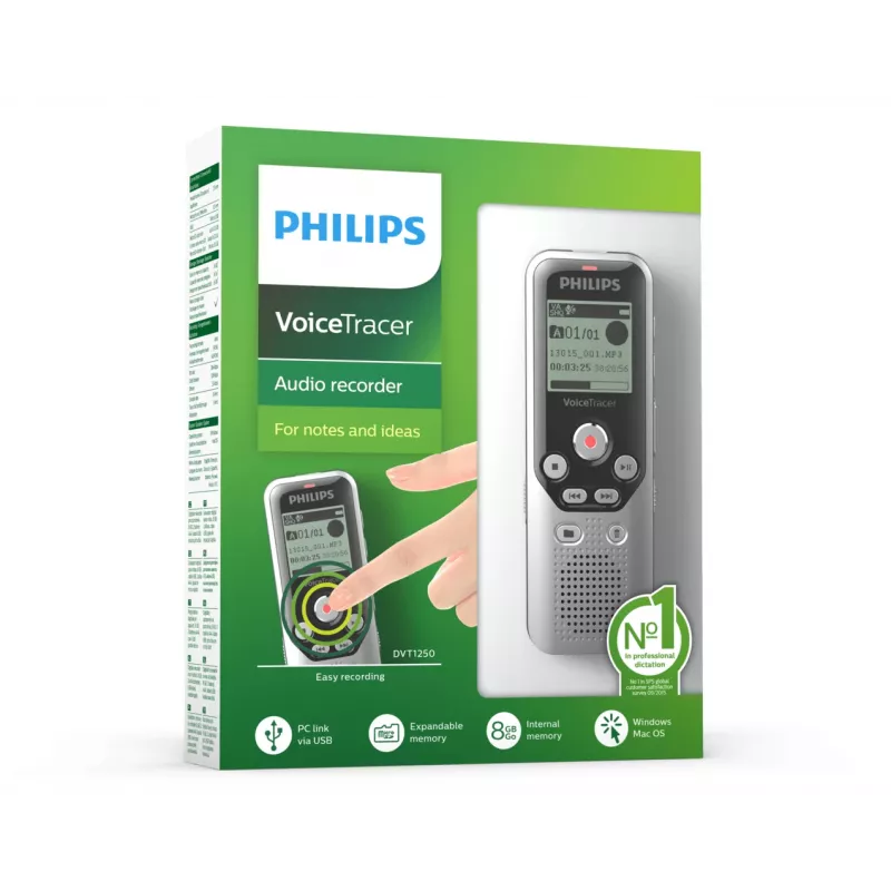 Philips DVT1250 Συσκευή εγγραφής εσωτερική μνήμη & κάρτα Flash μαύρο, γκρι