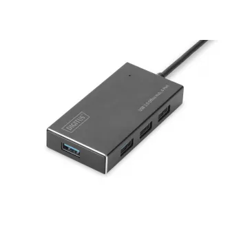 DIGITUS Hub USB 3.0, 4 θέσεων με τροφοδοτικό 5V/2A θήκη αλουμινίου