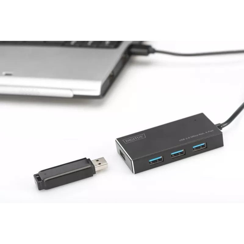 DIGITUS Hub USB 3.0, 4 θέσεων με τροφοδοτικό 5V/2A θήκη αλουμινίου