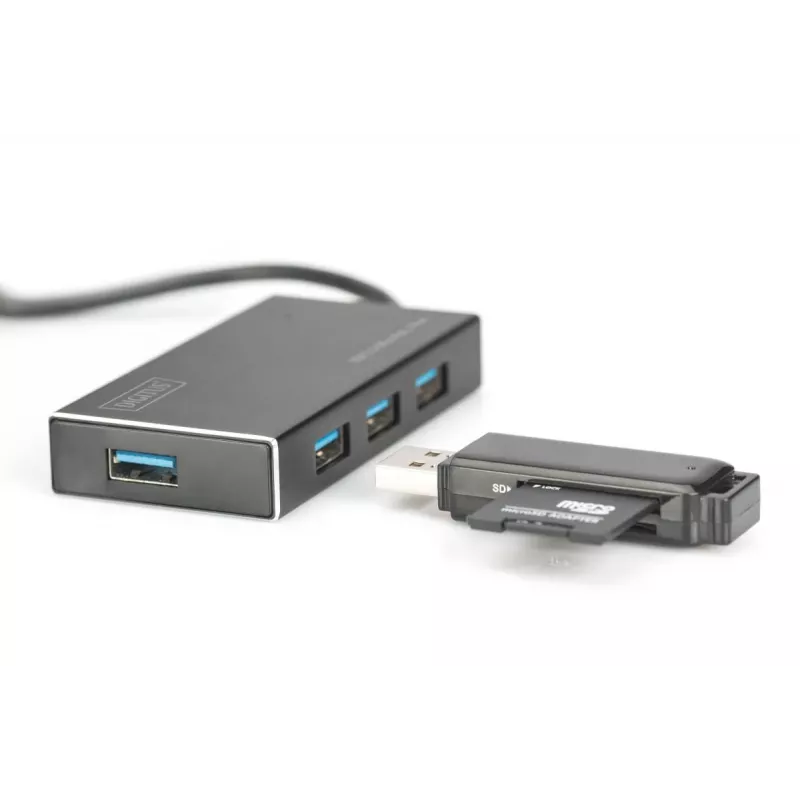 DIGITUS Hub USB 3.0, 4 θέσεων με τροφοδοτικό 5V/2A θήκη αλουμινίου