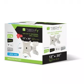 Techly Βάση τοίχου για LCD LED 13-30 ίντσες, πλήρως κινητή, λευκό