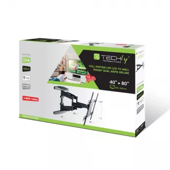 Techly 40-80 Ultra λεπτή Full Motion LCD TV Βάση τοίχου Μαύρο» ICA-PLB 172L