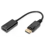 DIGITUS ASSMANN Καλώδιο προσαρμογέα DisplayPort, DP - HDMI τύπου A M/F, 20 cm με ασφάλιση, HDMI Ver. 2.0, ενεργό, CE, χρυσό, μαύρο