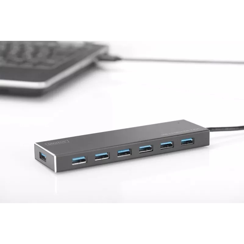 DIGITUS Hub USB 3.0, 7 θυρών με τροφοδοτικό 5V/3,5A, θήκη αλουμινίου