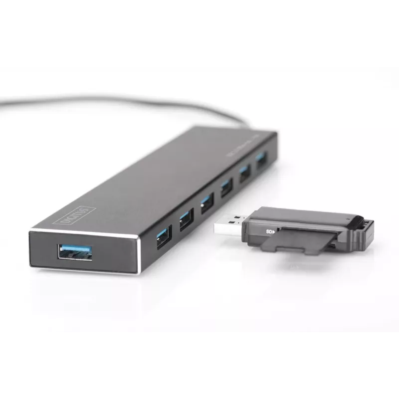 DIGITUS Hub USB 3.0, 7 θυρών με τροφοδοτικό 5V/3,5A, θήκη αλουμινίου
