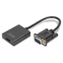 DIGITUS Μετατροπέας VGA σε HDMI + Ήχος (3,5mm) Full HD (1080p), τύπος καλωδίου 15cm μαύρο