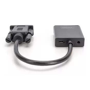 DIGITUS Μετατροπέας VGA σε HDMI + Ήχος (3,5mm) Full HD (1080p), τύπος καλωδίου 15cm μαύρο